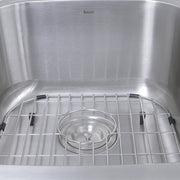Nantucket Sinks NS503-16-CB close-up of the colander drain, grid and rubber bumpers