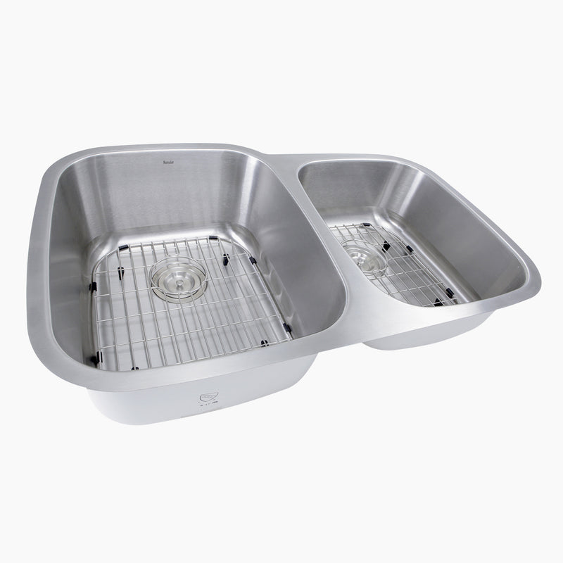 Nantucket Sinks NS503-16-CB 60/40 double bowl undermount sink with grids, white background