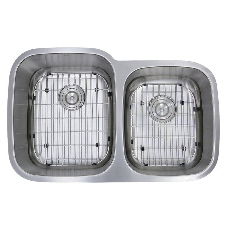 Nantucket Sinks NS503-16-CB overhead view of both bowls with grids and colander drains