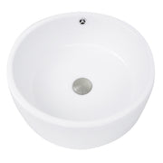 Nantucket Sinks NSV213 white round vessel sink from above with brushed drain