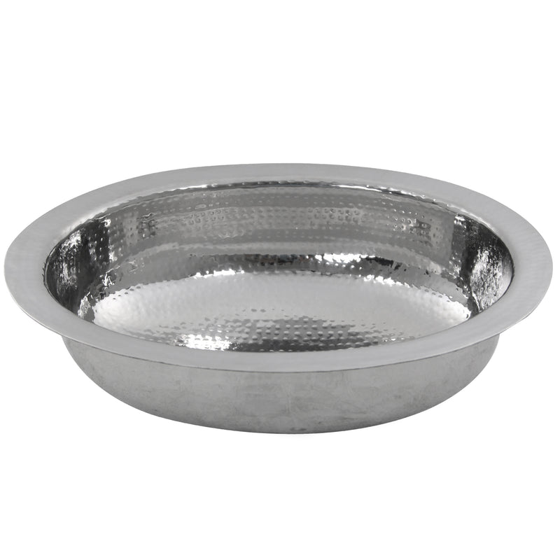 Nantucket Sinks OVS front view of the polished hammered oval bowl