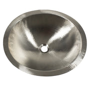 Nantucket Sinks OVS2017 overhead view of the hammered bowl and center drain