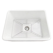 Nantucket Sinks P-FCS23 23" farmhouse sink straight elevated view into the bowl with grid