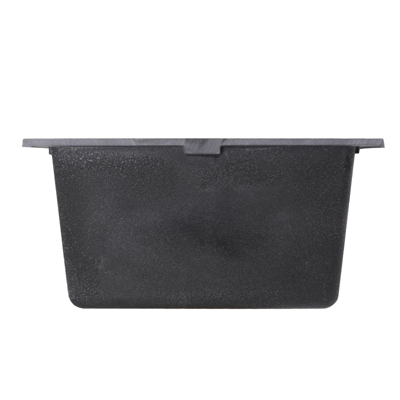Nantucket Sinks PR1716-BL side profile of the black granite composite bar sink