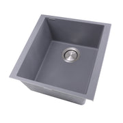 Nantucket Sinks PR1716-TI titanium gray granite composite undermount bar sink, three-quarter view, white background