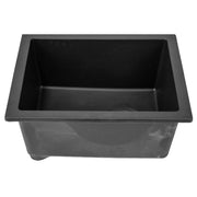 Nantucket Sinks PR1815-BL black dual-mount bar sink at eye level showing the rim and bowl depth
