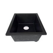 Nantucket Sinks PR1815-BL black dual-mount bar sink low angle showing the flat rim