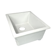 Nantucket Sinks PR1815-W white dual-mount bar sink angled view showing the rim and bowl