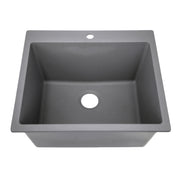 Nantucket Sinks PR2522-DM-TI titanium laundry sink front view showing the faucet hole and drain opening