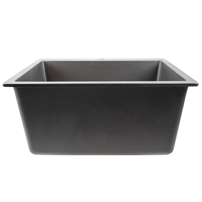 Nantucket Sinks PR2522-DM-TI titanium laundry sink at eye level showing the rim and bowl depth