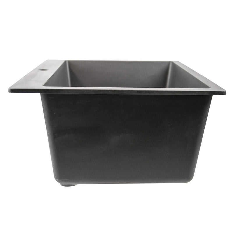 Nantucket Sinks PR2522-DM-TI titanium laundry sink side profile showing the deep bowl and drop-in rim