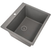 Nantucket Sinks PR2522-DM-TI titanium granite deep single-bowl dual-mount laundry sink, three-quarter view, white background