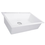 Nantucket Sinks PR2720-DM-W white granite single-bowl dual-mount kitchen sink, three-quarter view, white background