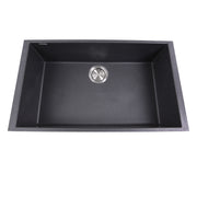 Nantucket Sinks PR3018-BL black large single-bowl undermount sink from above with rear drain