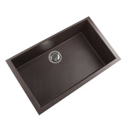 Nantucket Sinks PR3018-BR brown granite single-bowl undermount kitchen sink, three-quarter view, white background