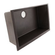 Nantucket Sinks PR3018-BR brown undermount sink tipped on edge showing the bowl wall and drain opening