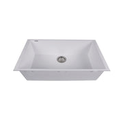 Nantucket Sinks PR3018-W white undermount sink front view showing the bowl depth