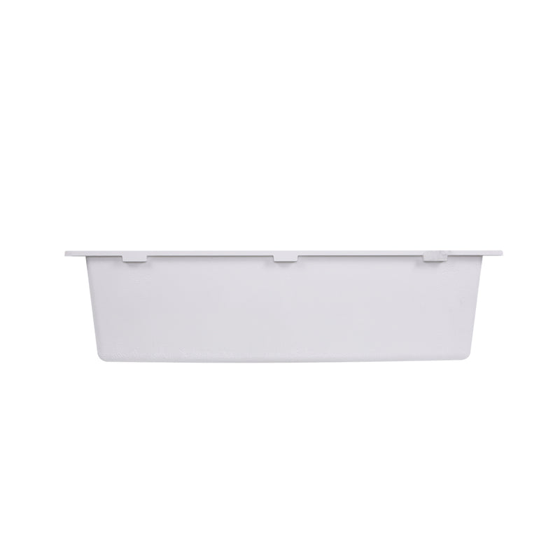 Nantucket Sinks PR3018-W side profile of the white undermount sink showing the mounting flange