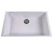 Nantucket Sinks PR3018-W white large single-bowl undermount sink from above with rear drain