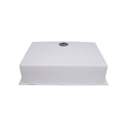 Nantucket Sinks PR3018-W underside of the white granite sink showing the drain opening