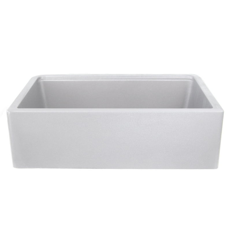 Nantucket Sinks PR3320-APS-G light grey farmhouse sink front view showing the smooth apron