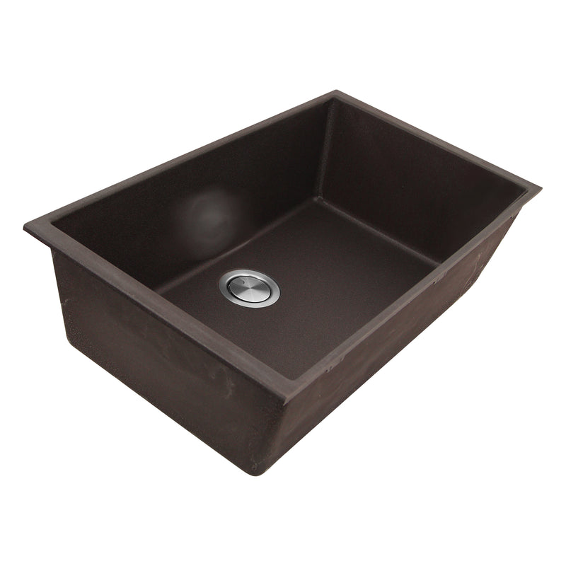 Nantucket Sinks PR3320-BR-UM brown undermount sink angled view showing the deep bowl walls