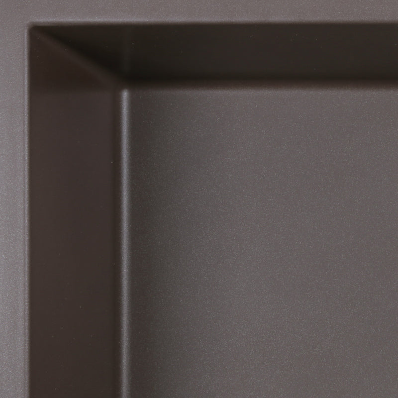 Nantucket Sinks PR3320-BR-UM close-up of the brown granite finish in the bowl corner