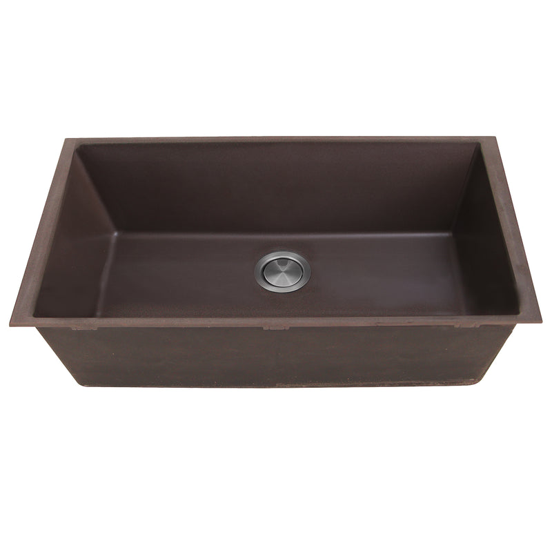Nantucket Sinks PR3320-BR-UM brown undermount sink front view showing the bowl depth