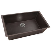 Nantucket Sinks PR3320-BR-UM brown granite 33" single-bowl undermount kitchen sink, three-quarter view, white background