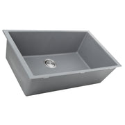 Nantucket Sinks PR3320-TI-UM titanium granite 33" single-bowl undermount kitchen sink, three-quarter view, white background