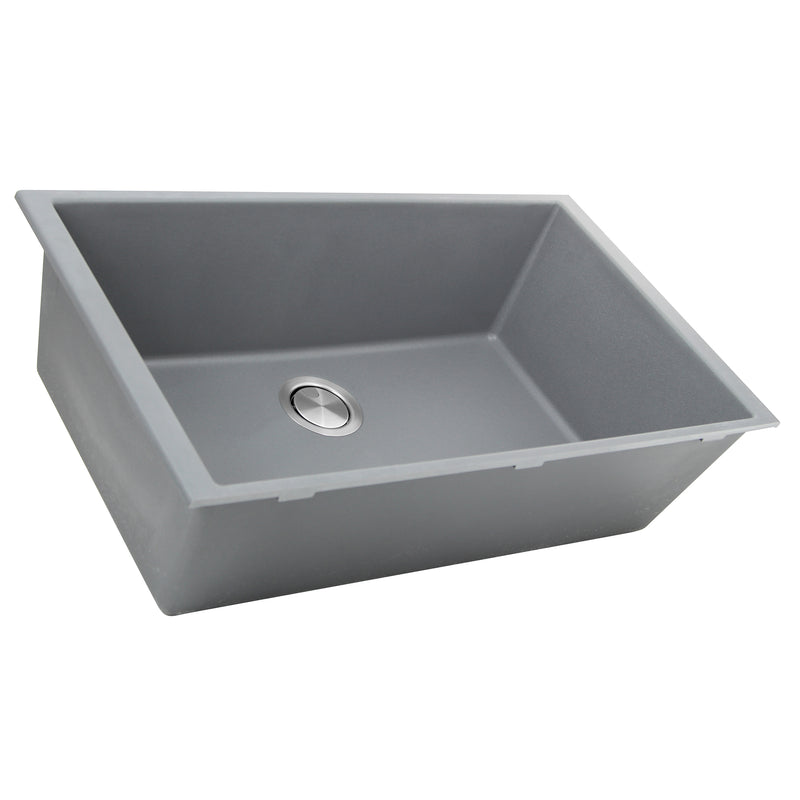 Nantucket Sinks PR3320-TI-UM titanium granite 33" single-bowl undermount kitchen sink, three-quarter view, white background