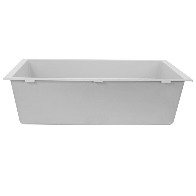 Nantucket Sinks PR3320-W-UM side view of the white undermount sink showing the mounting flange