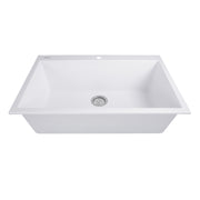 Nantucket Sinks PR3322-DM-W white dual-mount kitchen sink front view showing the rim and bowl depth