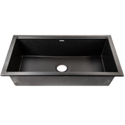 Nantucket Sinks PR3419-NBL-UM black workstation sink front view showing the ledge and bowl depth