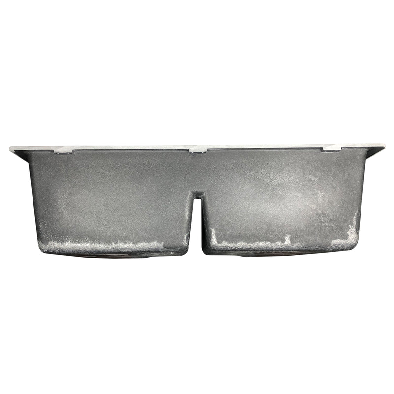 Nantucket Sinks PR5050-LDBL side view of the black double bowl sink showing both bowls and mounting flange