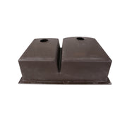 Nantucket Sinks PR6040-BR underside of the brown granite double bowl sink with both drain openings