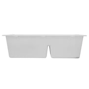 Nantucket Sinks PR6040-W-UM side view of the white double bowl sink showing the mounting flange
