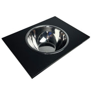 Nantucket Sinks PS20B-RD1 black board with the stainless bowl seated, low three-quarter view