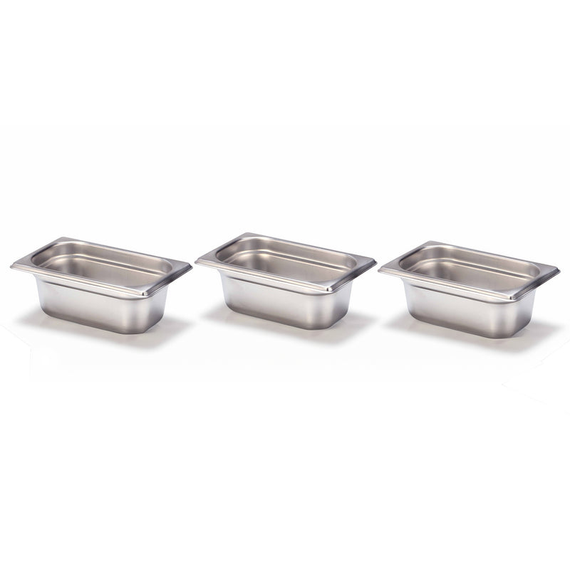 Nantucket Sinks PS20B-REC3 three rectangular stainless steel bins, white background