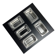 Nantucket Sinks PS20B-REC5 five-bin condiment tray rotated, angled view, white background