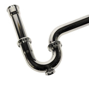 Nantucket Sinks PT-CP chrome P-trap close view of the U-bend and slip-nut joints