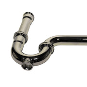 Nantucket Sinks PT-CP chrome P-trap three-quarter view showing the U-bend and cleanout