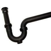Nantucket Sinks PT-MBL matte black P-trap three-quarter view showing the U-bend and joints