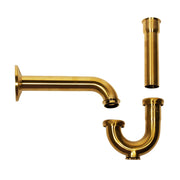 Nantucket Sinks PT-SB satin brass P-trap with the wall arm and tailpipe separated from the trap