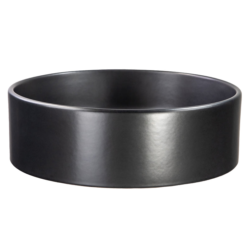 Nantucket Sinks RC4011MB Matte Black round vessel sink elevated side view of the straight wall