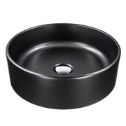 Nantucket Sinks RC4011MB Matte Black round fireclay vessel bathroom sink, three-quarter view