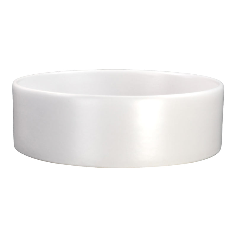Nantucket Sinks RC4011MW Matte White round vessel sink elevated side view of the straight wall