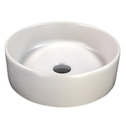 Nantucket Sinks RC4011MW Matte White round fireclay vessel bathroom sink, three-quarter view