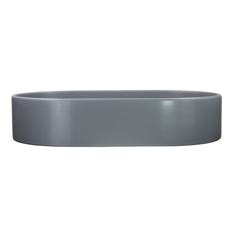 Nantucket Sinks RC5022C Matte Concrete oval vessel sink straight side view of the low profile