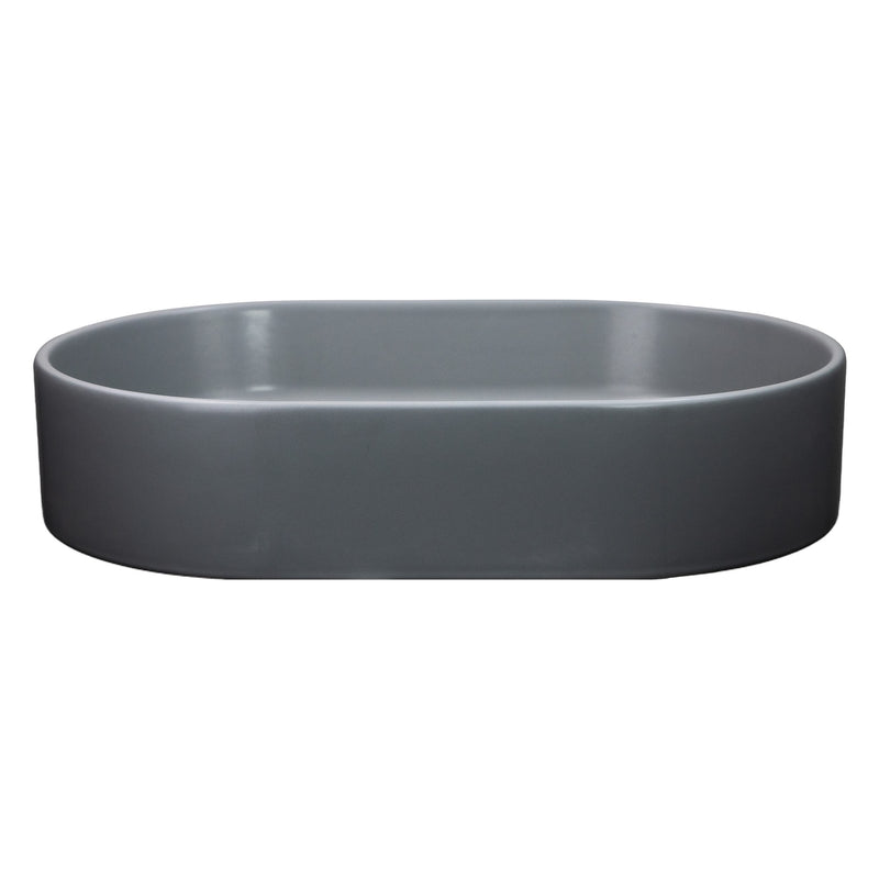Nantucket Sinks RC5022C Matte Concrete oval vessel sink elevated side view of the long profile